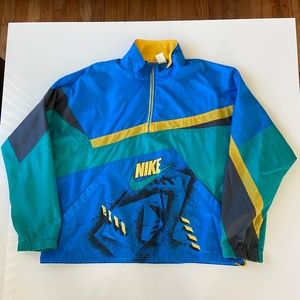 Vintage 90s Nike Windbreaker Jacket Youth Boys 18-20 XL Colorful Center Swoosh